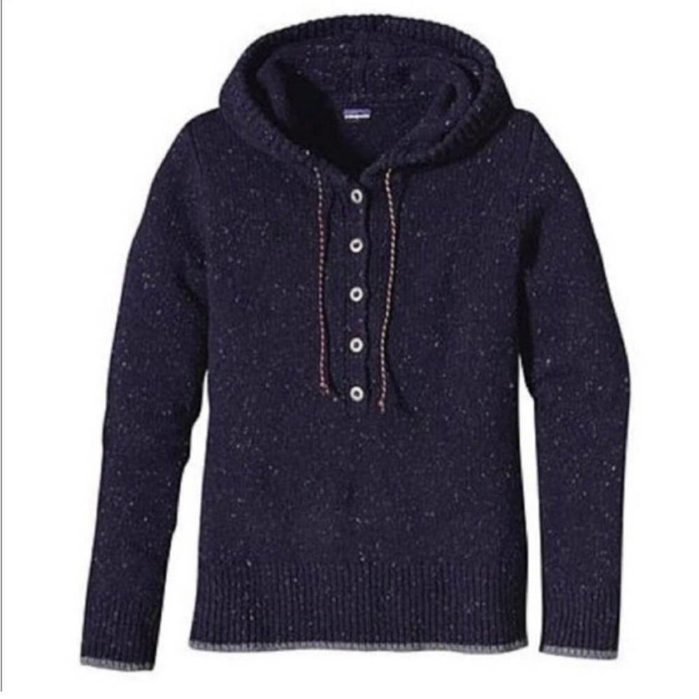 Patagonia Navy Blue Wool Sweater Long Sleeve Hoodie Sz XS
